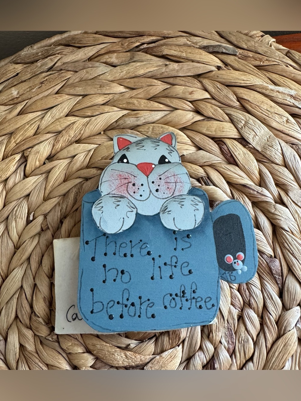 Vintage 1980 Cat Fridge Magnets & Clip - Handmade